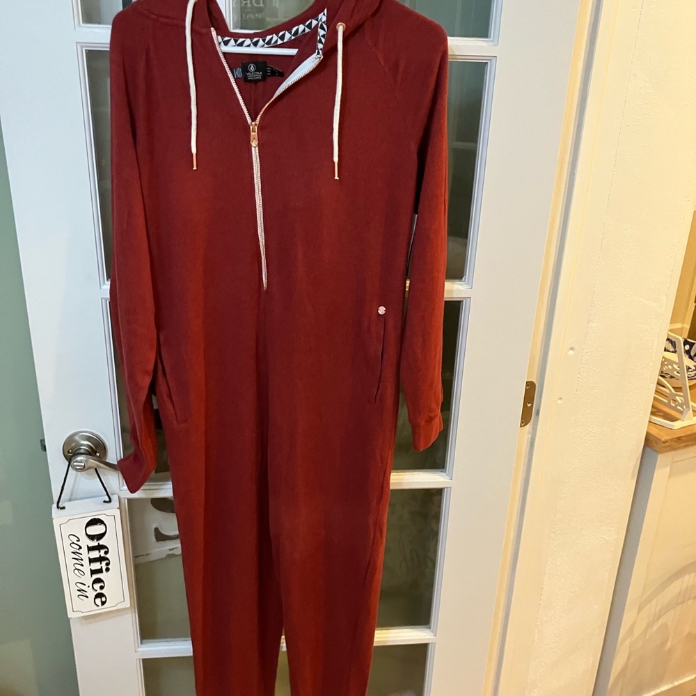 Volcom Red Hooded Jumpsuit